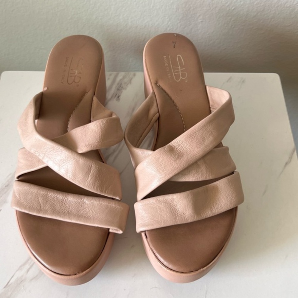 SAB Made in Italy Blush Slip on Wedge Platform Strap Sandal Size 9